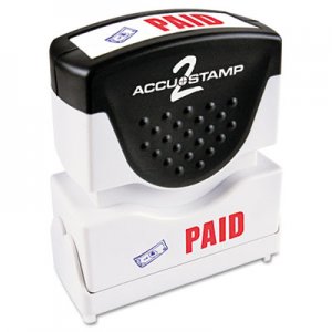 ACCUSTAMP2 COS035535 Pre-Inked Shutter Stamp with Microban, Red/Blue, PAID, 1 5/8 x 1/2
