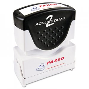 ACCUSTAMP2 COS035533 Pre-Inked Shutter Stamp with Microban, Red/Blue, FAXED, 1 5/8 x 1/2