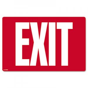 COSCO COS098052 Glow-in-the-Dark Safety Sign, Exit, 12 x 8, Red