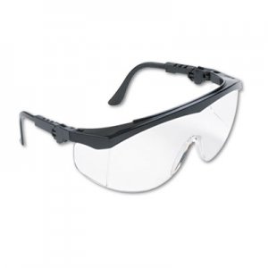 MCR CRWTK110 Tomahawk Wraparound Safety Glasses, Black Nylon Frame, Clear Lens, 12/Box