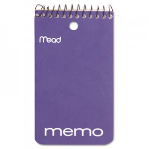 Mead 45354 Memo Book, College Ruled, 3 x 5, Wirebound, Punched, 60 Sheets, Assorted