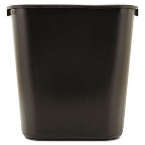 Rubbermaid Commercial RCP295600BK Deskside Plastic Wastebasket, Rectangular, 7 gal, Black