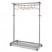 Alba PMLUX6 Garment Racks, Two-Sided, 2-Shelf Coat Rack, 6 Hanger/6 Hook, Silver Steel/Wood