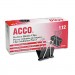 ACCO 72050 Medium Binder Clips, Steel Wire, 5/8" Cap, 1 1/4"w, Black/Silver, Dozen