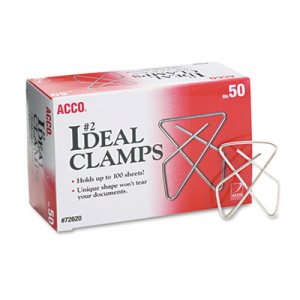 ACCO 72620 Ideal Clamps, Metal Wire, Small, 1 1/2", Silver, 50/Box