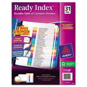 Avery 11129 Ready Index Customizable Table of Contents Multicolor Dividers, 31-Tab, Letter