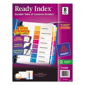 Avery 11133 Ready Index Customizable Table of Contents Multicolor Dividers, 8-Tab, Letter