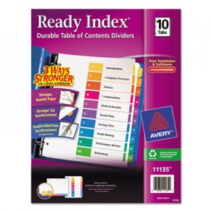 Avery 11135 Ready Index Customizable Table of Contents Multicolor Dividers, 10-Tab, Letter