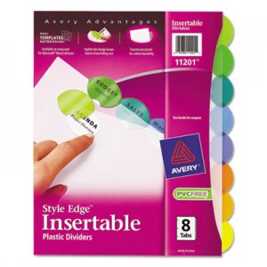 Avery 11201 Insertable Style Edge Tab Plastic Dividers, 8-Tab, Letter