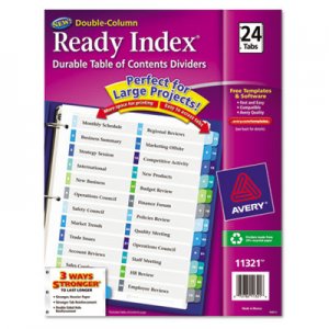 Avery 11321 Ready Index Customizable Table of Contents Double Column Dividers, 24-Tab, Ltr