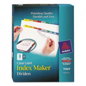 Avery 11424 Print & Apply Clear Label Dividers w/Color Tabs, 8-Tab, Letter, 25 Sets