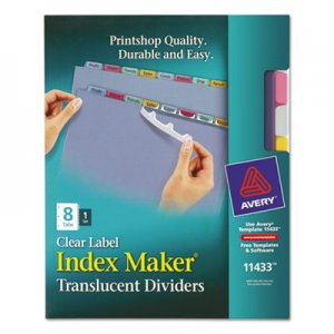 Avery 11433 Index Maker Print & Apply Clear Label Plastic Dividers, 8-Tab, Letter
