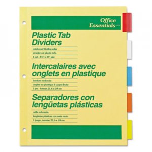 Office Essentials 11465 Plastic Insertable Dividers, 5-Tab, Letter