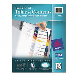 Avery 11818 Ready Index Customizable Table of Contents Plastic Dividers, 10-Tab, Letter