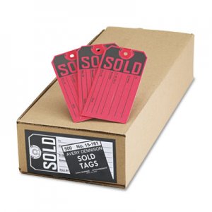 Avery 15161 Sold Tags, Paper, 4 3/4 x 2 3/8, Red/Black, 500/Box