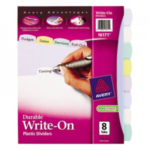 Avery 16171 Write & Erase Big Tab Plastic Dividers, 8-Tab, Letter
