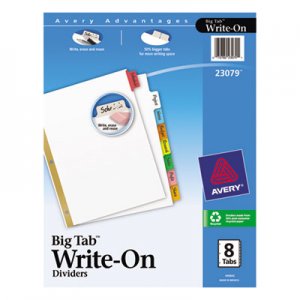 Avery 23079 Write & Erase Big Tab Paper Dividers, 8-Tab, Letter