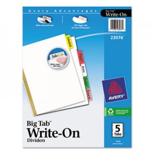 Avery 23076 Write & Erase Big Tab Paper Dividers, 5-Tab, Letter