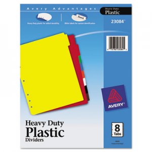 Avery 23084 Write-On Tab Plastic Dividers w/White Labels, 8-Tab, Letter