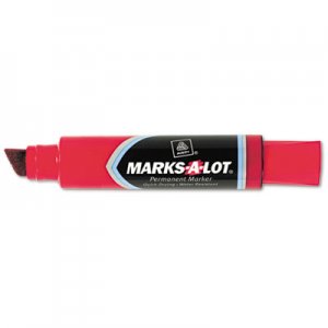Marks-A-Lot 24147 Jumbo Desk Style Permanent Marker, Chisel Tip, Red