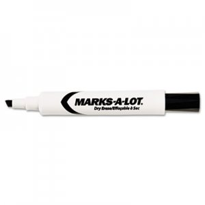 Marks-A-Lot 24408 Desk Style Dry Erase Marker, Chisel Tip, Black, Dozen