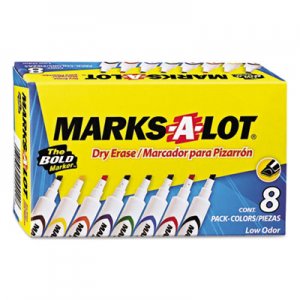 Marks-A-Lot 24411 Desk Style Dry Erase Marker, Chisel Tip, Assorted, 8/Set
