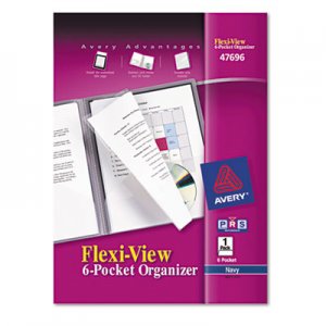 Avery 47696 Flexi-View Six-Pocket Polypropylene Organizer, 150-Sheet Cap., Translucent/Navy