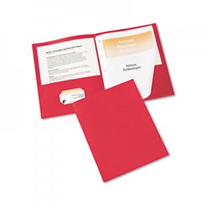 Avery 47979 Two-Pocket Folder, Prong Fastener, Letter, 1/2" Capacity, Red, 25/Box