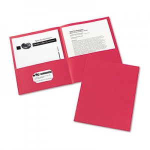 Avery 47989 Two-Pocket Folder, 20-Sheet Capacity, Red, 25/Box