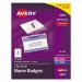 Avery 5384 Badge Holder Kit w/Laser/Inkjet Insert, Top Load, 3 x 4, White, 40/Box