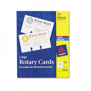 Avery 5386 Large Rotary Cards, Laser/Inkjet, 3 x 5, 3 Cards/Sheet, 150 Cards/Box