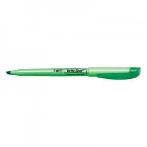BIC BICBL11GN Brite Liner Highlighter, Chisel Tip, Fluorescent Green Ink, Dozen