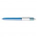 BIC MM11 4-Color Ballpoint Retractable Pen, Assorted Ink, Blue Barrel, 1mm, Medium