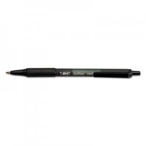 BIC BICSCSM11BK Soft Feel Ballpoint Retractable Pen, Black Ink, 1mm, Medium, Dozen