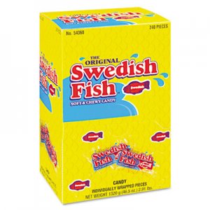 Swedish Fish 43146 Grab-and-Go Candy Snacks In Reception Box, 240-Pieces/Box