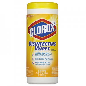Clorox 01594CT Disinfecting Wipes, 7 x 8, Citrus Blend, 35/Canister, 12/Carton