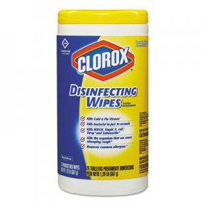 Clorox 15948CT Disinfecting Wipes, 7 x 8, Lemon Fresh, 75/Canister, 6/Carton