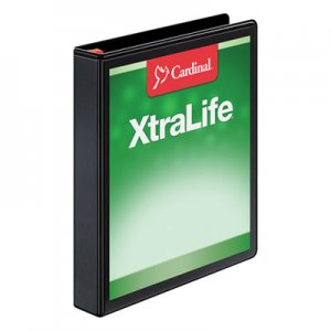 Cardinal 26301 XtraLife ClearVue Non-Stick Locking Slant-D Binder, 1" Cap, 11 x 8 1/2, Black