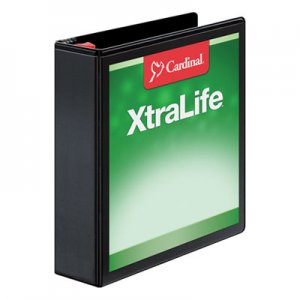 Cardinal 26321 XtraLife ClearVue Non-Stick Locking Slant-D Binder, 2" Cap, 11 x 8 1/2, Black