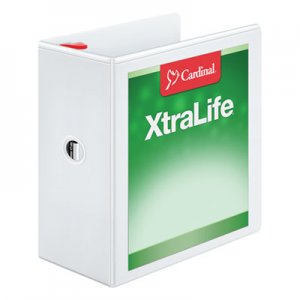 Cardinal 26350 XtraLife ClearVue Non-Stick Locking Slant-D Binder, 5" Cap, 11 x 8 1/2, White
