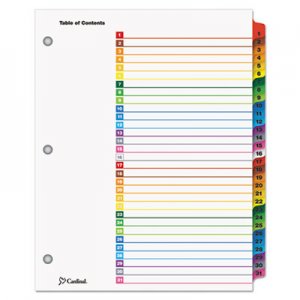 Cardinal 60118 Traditional OneStep Index System, 31-Tab, 1-31, Letter, Multicolor, 31/Set