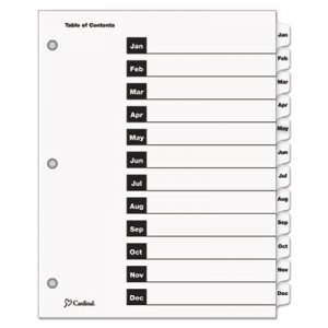 Cardinal 60313 Traditional OneStep Index System, 12-Tab, Months, Letter, White, 12/Set