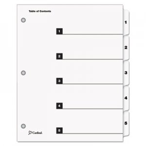 Cardinal 60513 Traditional OneStep Index System, 5-Tab, 1-5, Letter, White, 5/Set