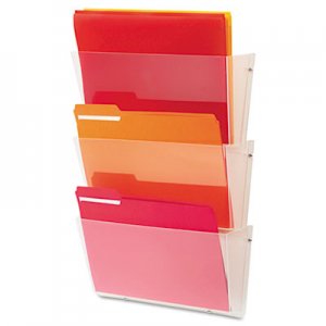 deflecto 63601RT Unbreakable Wall File Set, Letter, Three Pocket, Clear