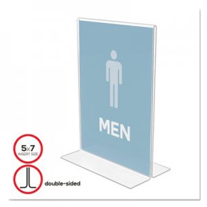 deflecto 69101 Stand-Up Double-Sided Sign Holder, Plastic, 5 x 7, Clear