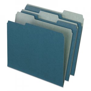 Pendaflex PFX04302 Earthwise by 100% Recycled Colored File Folders, 1/3-Cut Tabs, Letter Size, Blue, 100/Box