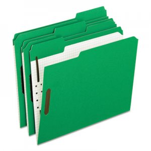 Pendaflex 21329 Colored Folders With Embossed Fasteners, 1/3 Cut, Letter, Green/Grid Interior