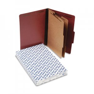 Pendaflex 2257R Six-Section Pressboard Folders, Legal, Red, 10/Box