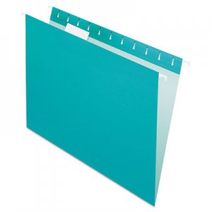 Pendaflex 81616 Essentials Colored Hanging Folders, 1/5 Tab, Letter, Aqua, 25/Box