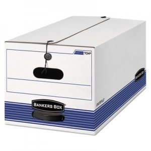 Bankers Box 00704 STOR/FILE Storage Box, Letter, Button Tie, White/Blue, 12/Carton